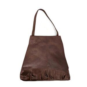 VTG Cole Haan Brown Leather Fringe Shoulder Bag Handbag Purse